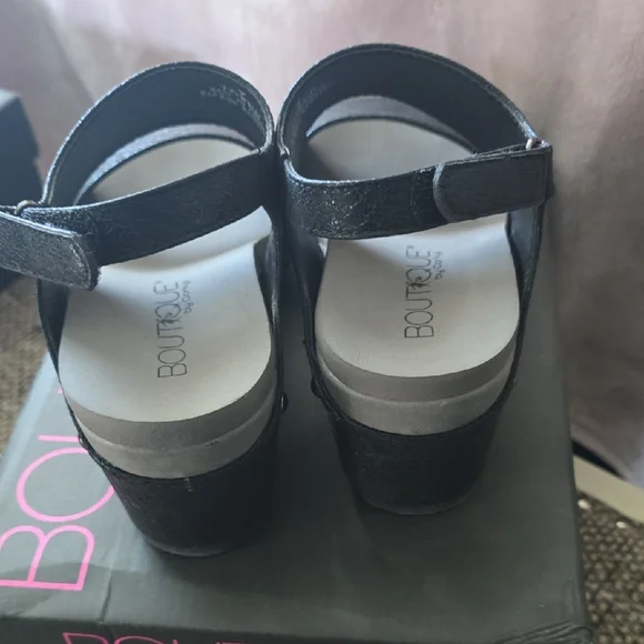 Corkys Black Wedge Sandals - Picture 4 of 7